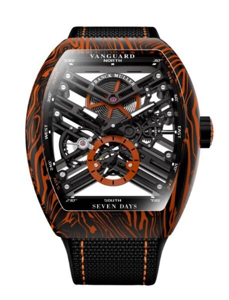 Best FRANCK MULLER Vanguard Damascus Carbon Skeleton V 45 S6 SQT CARBONE AMS OR (NR) Replica Watch